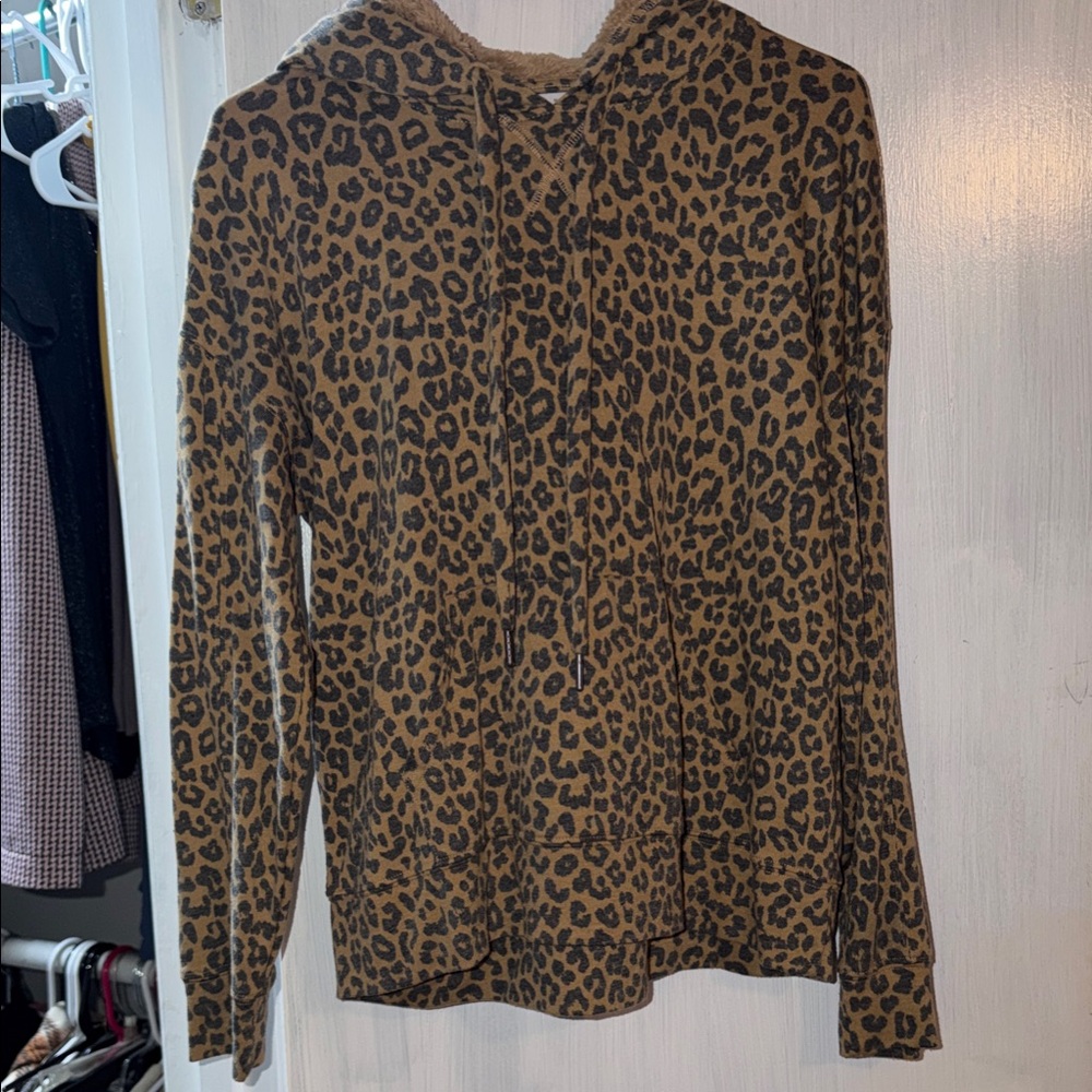 new directions Brown Leopard Print Hooded Sweatshirt